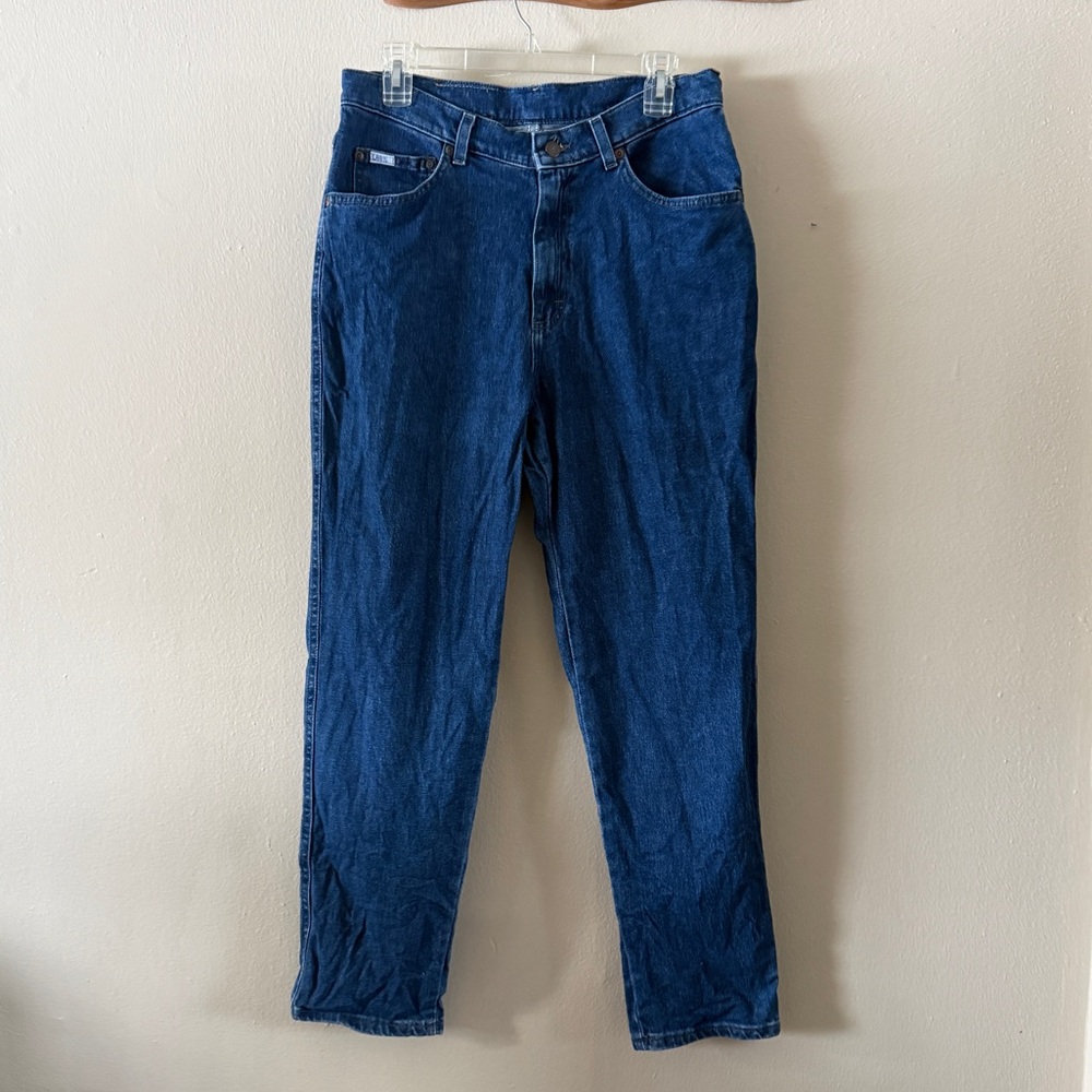 Vintage Lee High Rise Tapered Straight Leg Jeans Medium Wash Denim size 14 Short